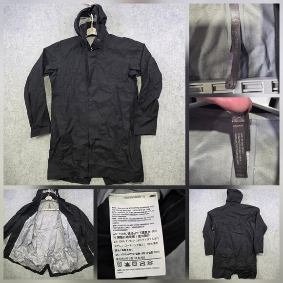 Arc'teryx Veilance Jacket Mens Medium Black Hooded Waterproof Rain Shell Canada